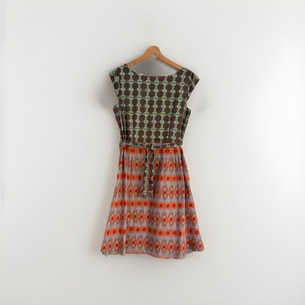 Nala Whimsy Twee Size L Boho Indie Midi  Dress Geometric Art Teacher Eclectic